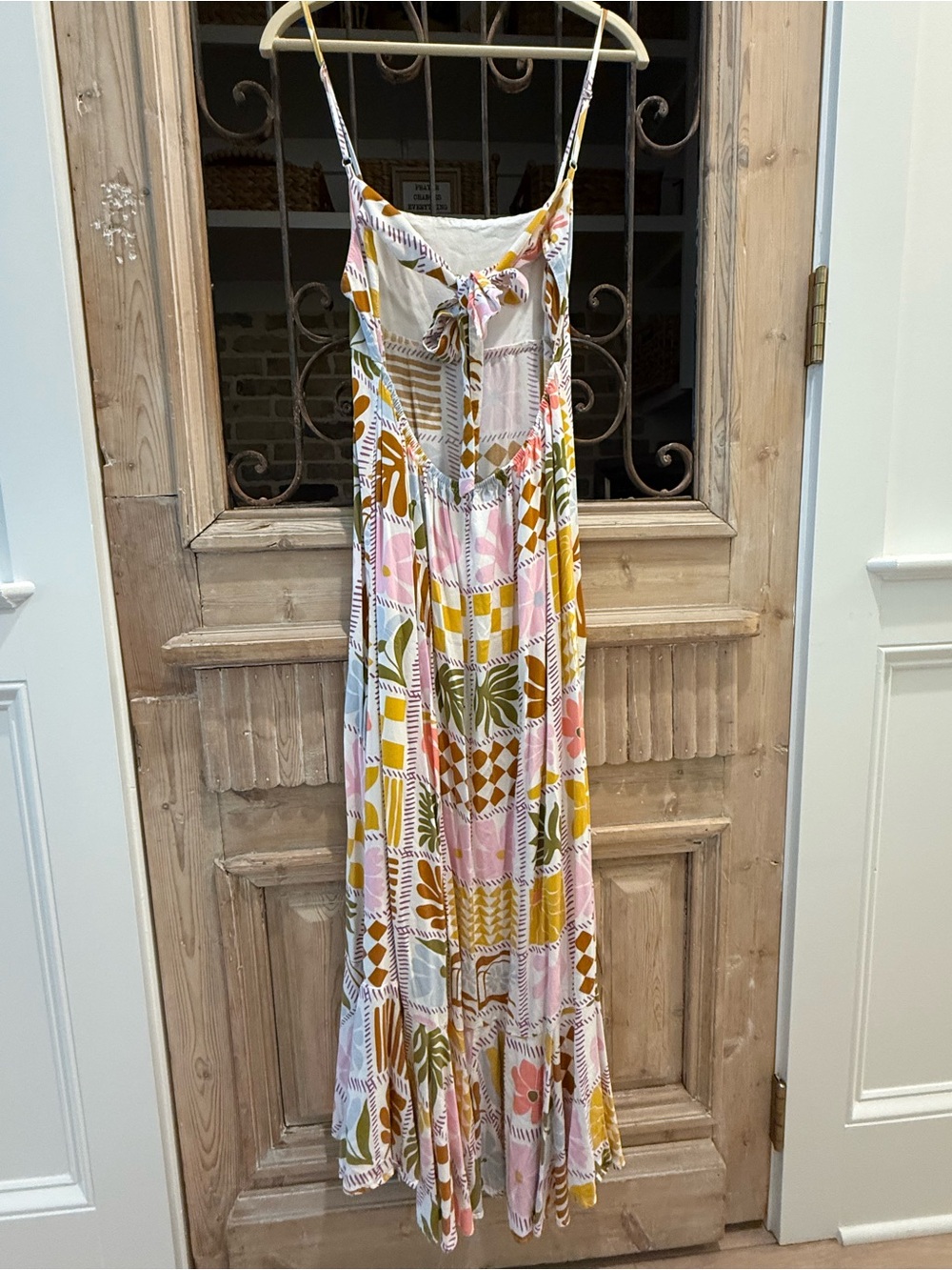Anthropologie Paper Heart Pink, Yellow & Olive Green Patchwork Maxi Dress - Picture 5 of 6